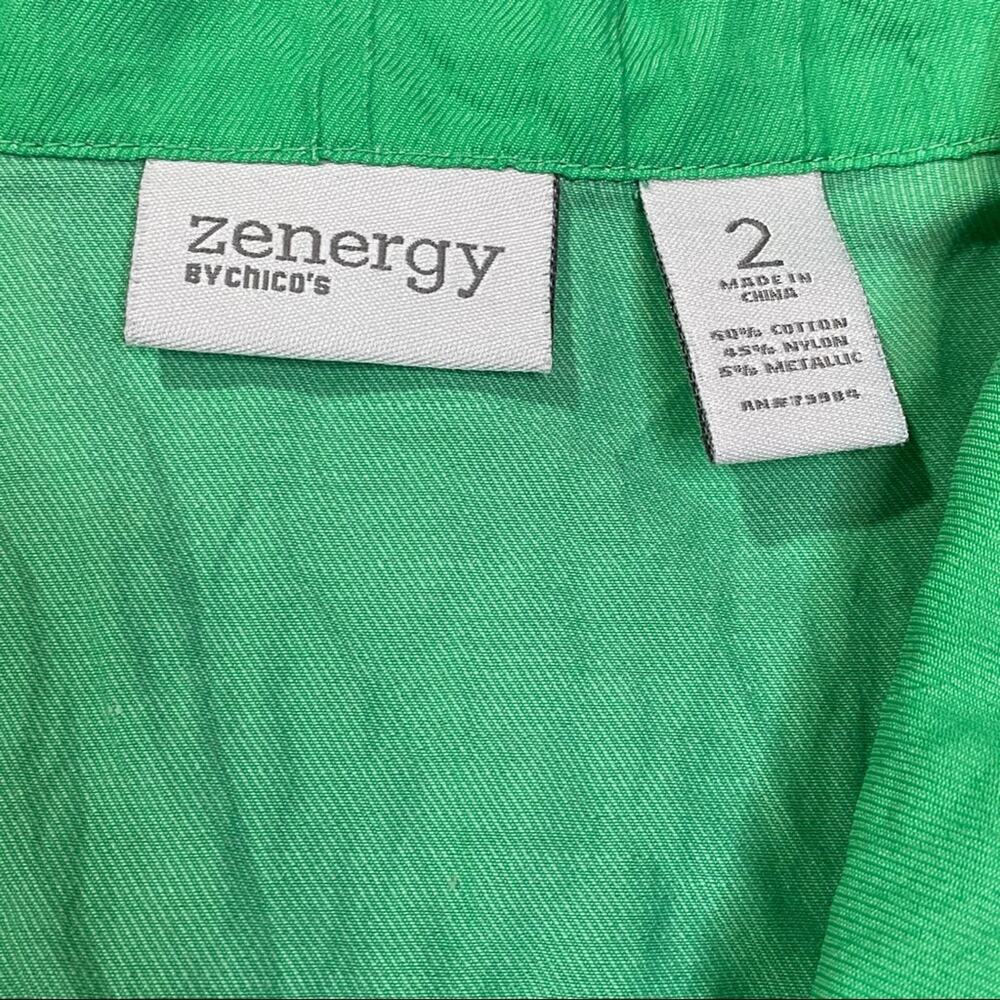 Zenergy by Chico’s Hayden Jacket Womens Size Chico's 2 or L Crinkle Green - Picture 12 of 14